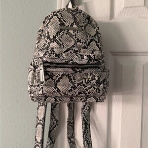 Steve Madden Black and White Snake Print Backpack
